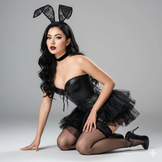 ChatGPT Image Prompt - Hyperrealistic gothic bunny studio portrait