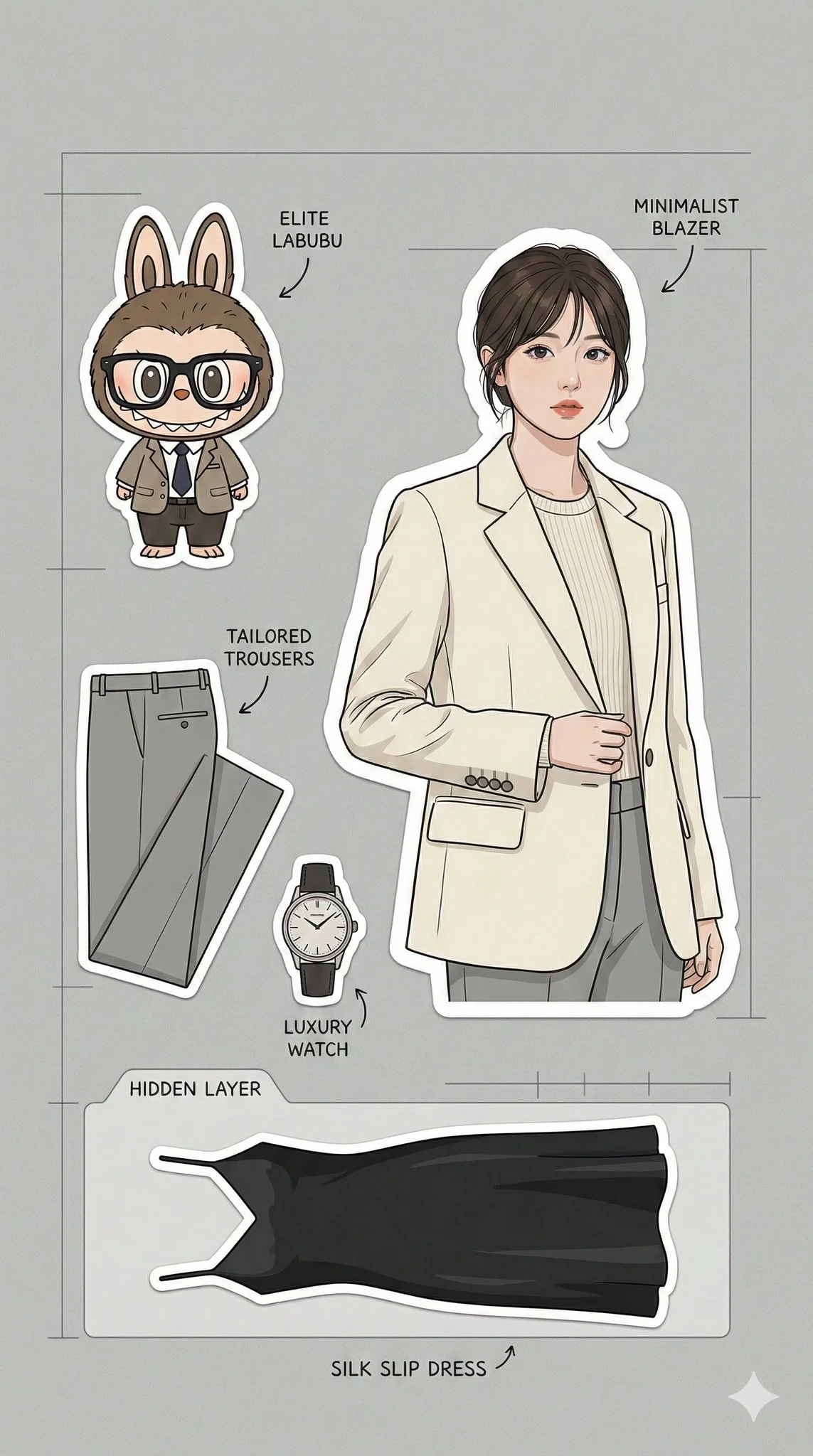 ChatGPT Image Prompt - Professional suit style sticker journal minimalist